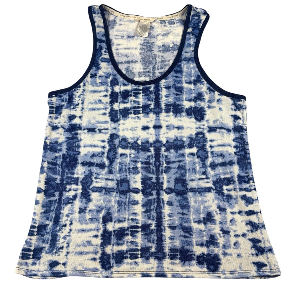 Lucky Brand Womens Y2K Tie Dye Razorback Tank Top‎ Size L Navy Lounge